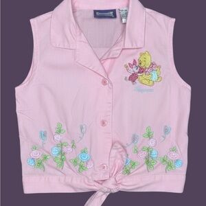 Vintage Pooh and Piglet Tie-front Blouse